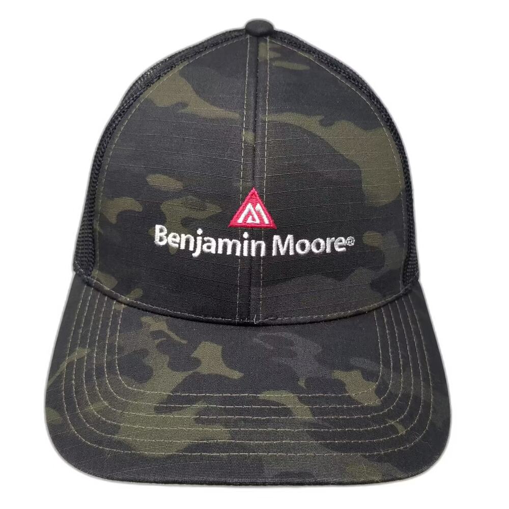 Benjamin Moore Trucker Hat Green Black Camo Snapback OS Hat Embroidered Flag